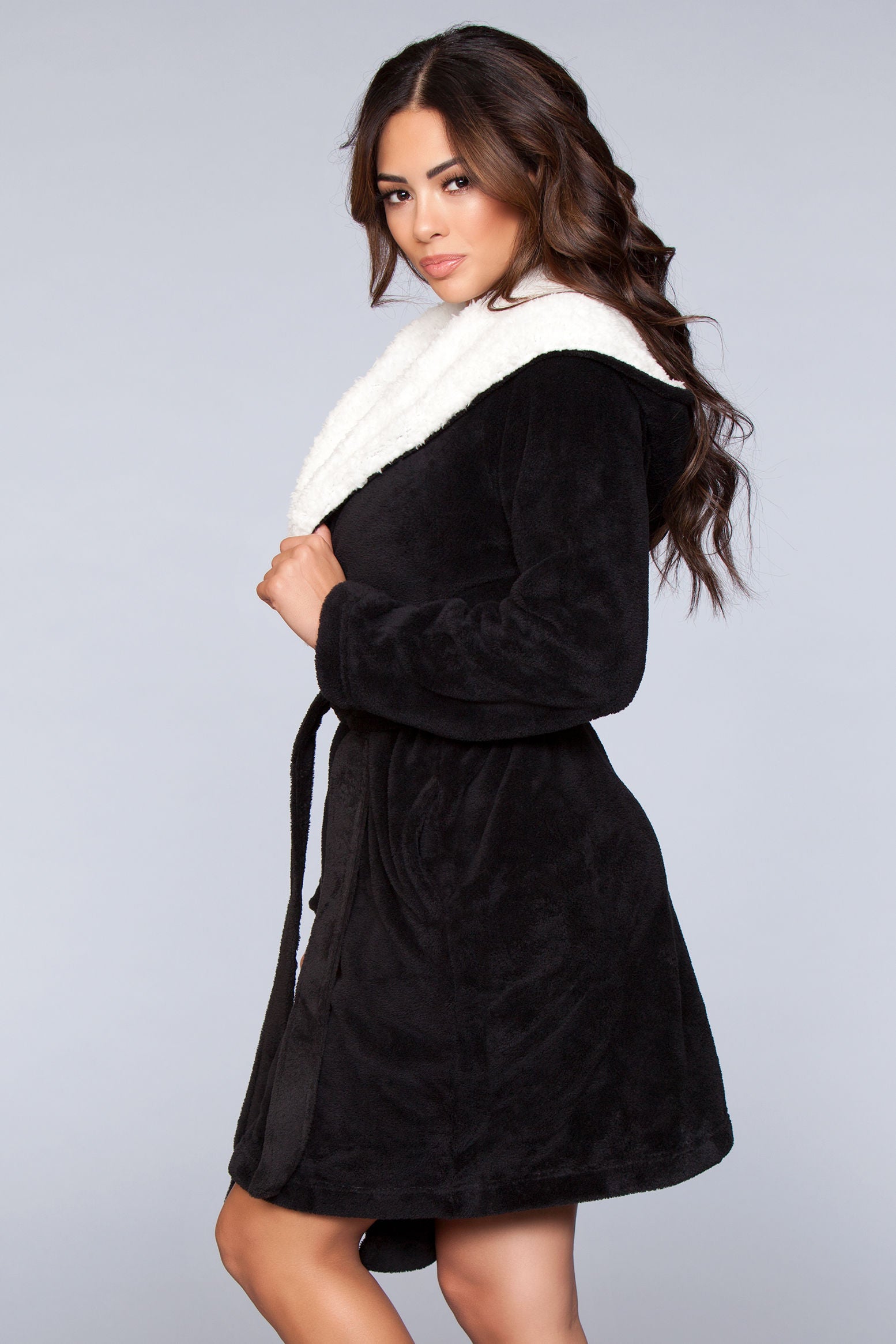 1817 Janet Plush Fleece Color Block Robe-2