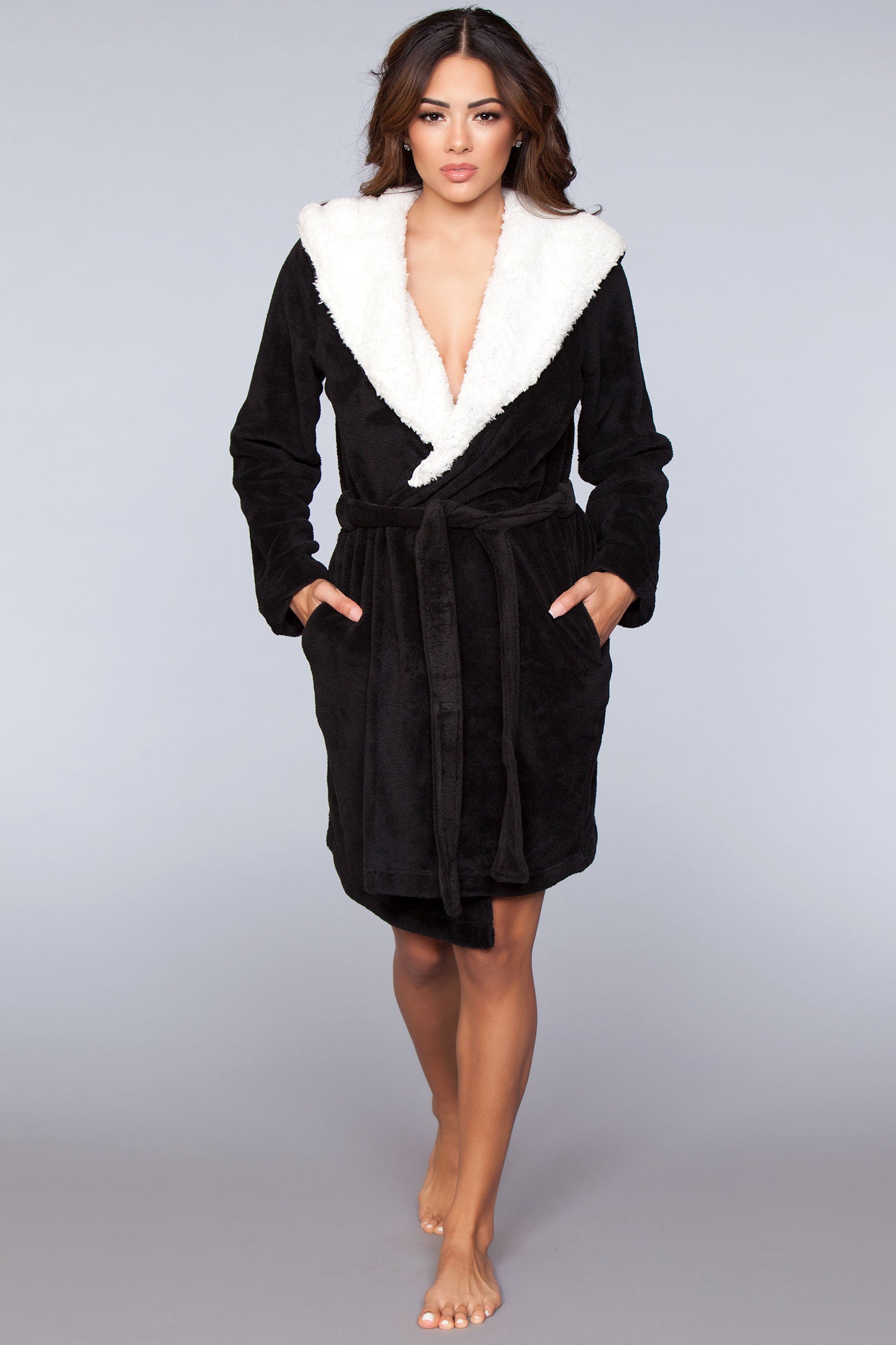 1817 Janet Plush Fleece Color Block Robe-3